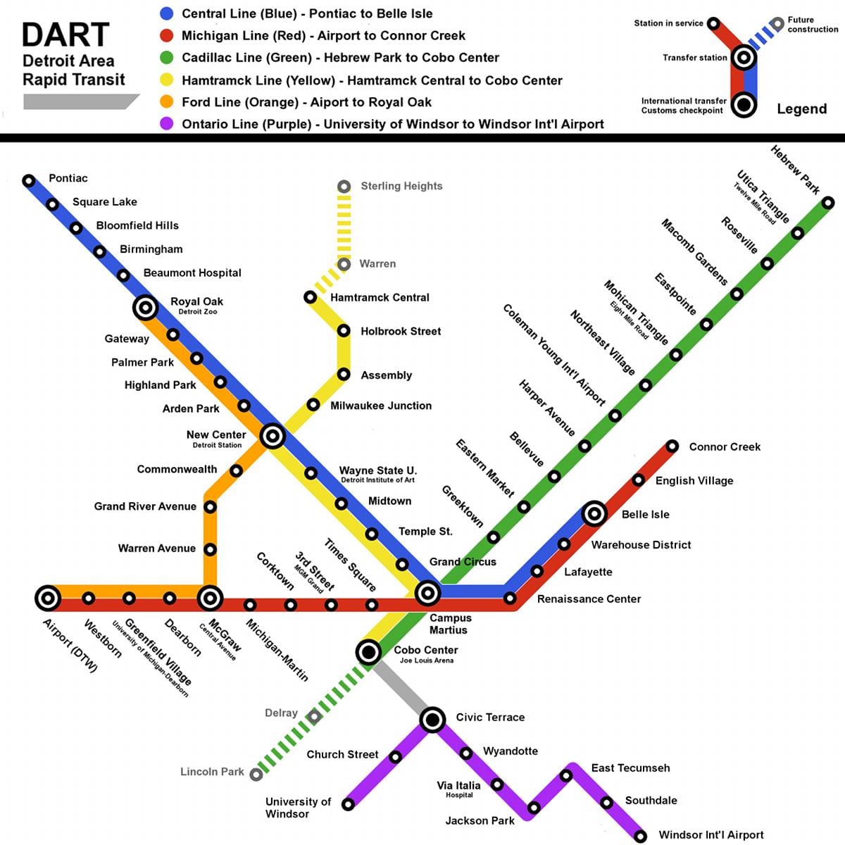 ดีทรอยท์แผนที่รถไฟ