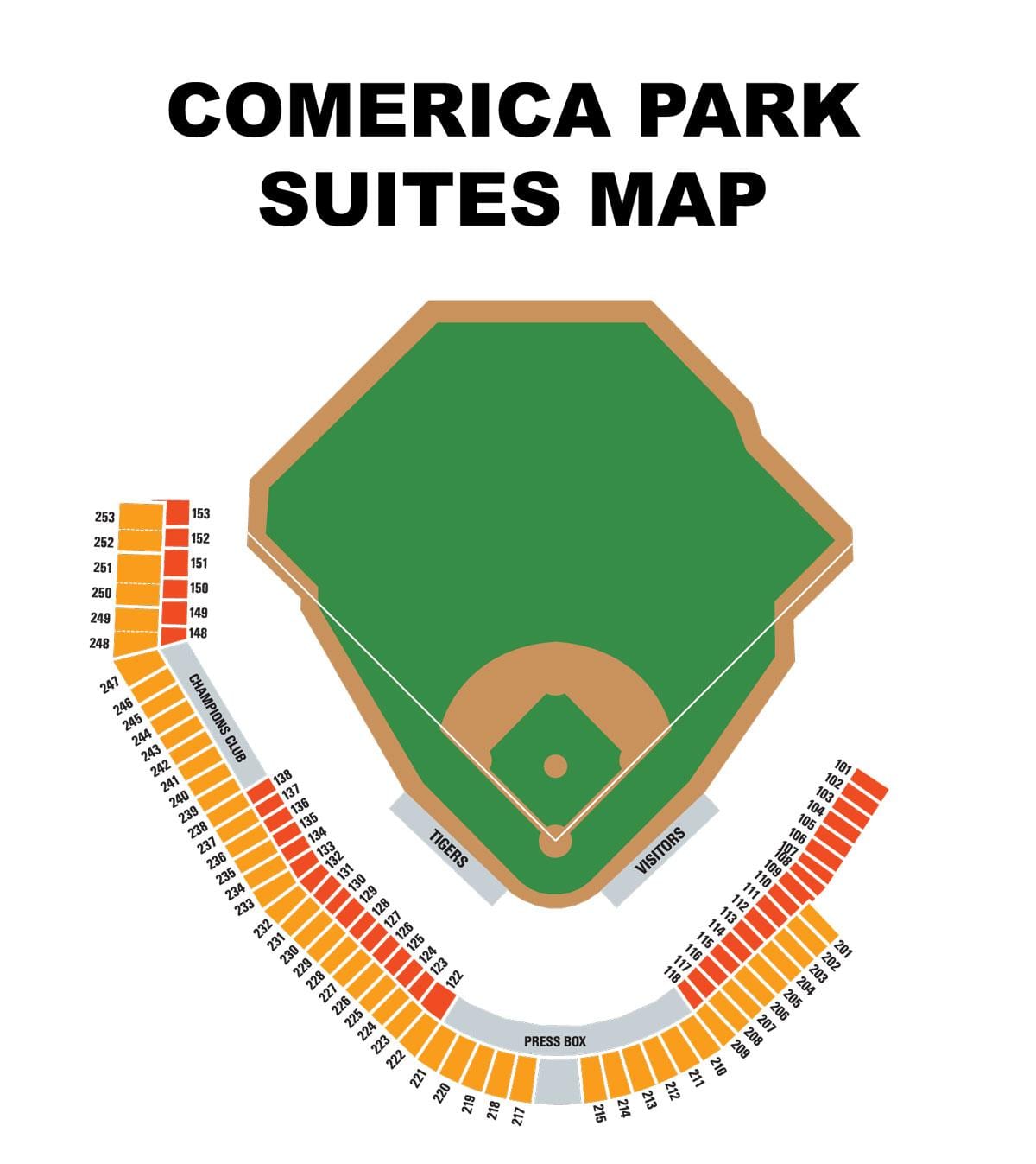 comerica สวนแผนที่ seating