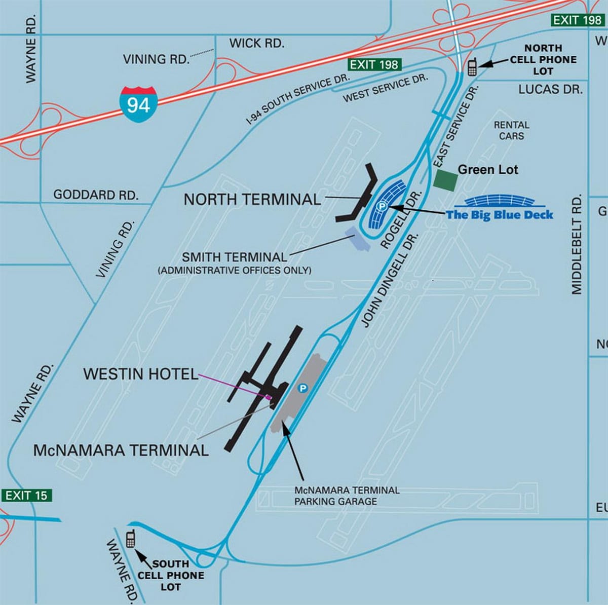 dtw ลานจอดรถบนแผนที่