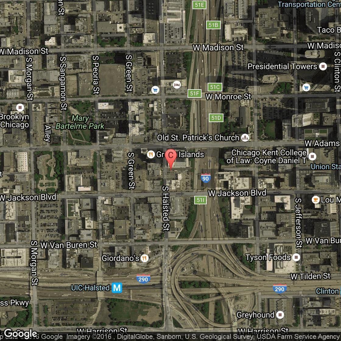 แผนที่ของ Greektown ดีทรอยท์