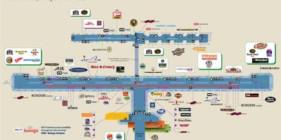 ดีทรอยท์สนามบินแผนที่ร้านอาหาร
