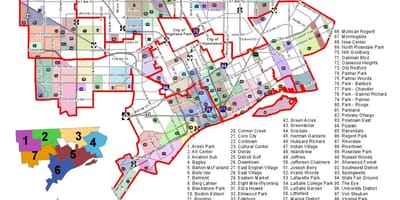 เขตเมืองดีทรอยท์แผนที่