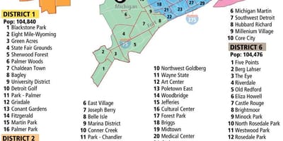 แผนที่แห่งดีทรอยท์ neighborhoods