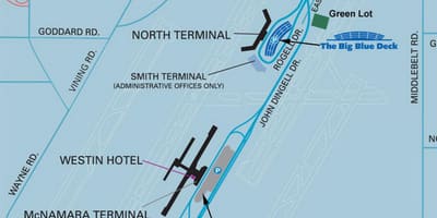 Dtw ลานจอดรถบนแผนที่